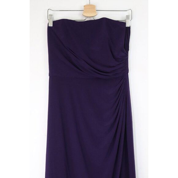 NEW La Femme 28204 Dress Sleeveless Stretch Jersey High Low Gown Dark Purple 10 - Picture 5 of 8